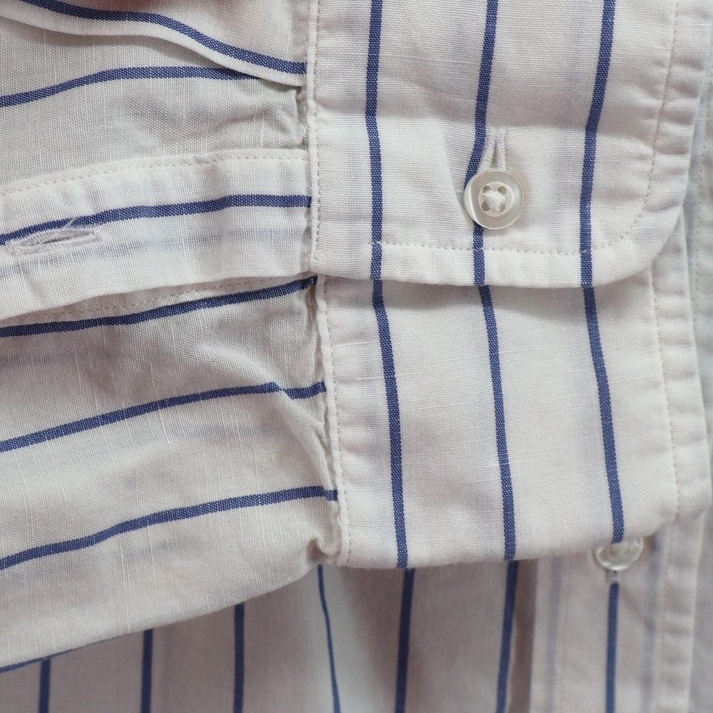 Frank & Eileen Eileen White Blue Stripe Cotton Linen Button Down Italy Sz S EUC - Picture 5 of 10